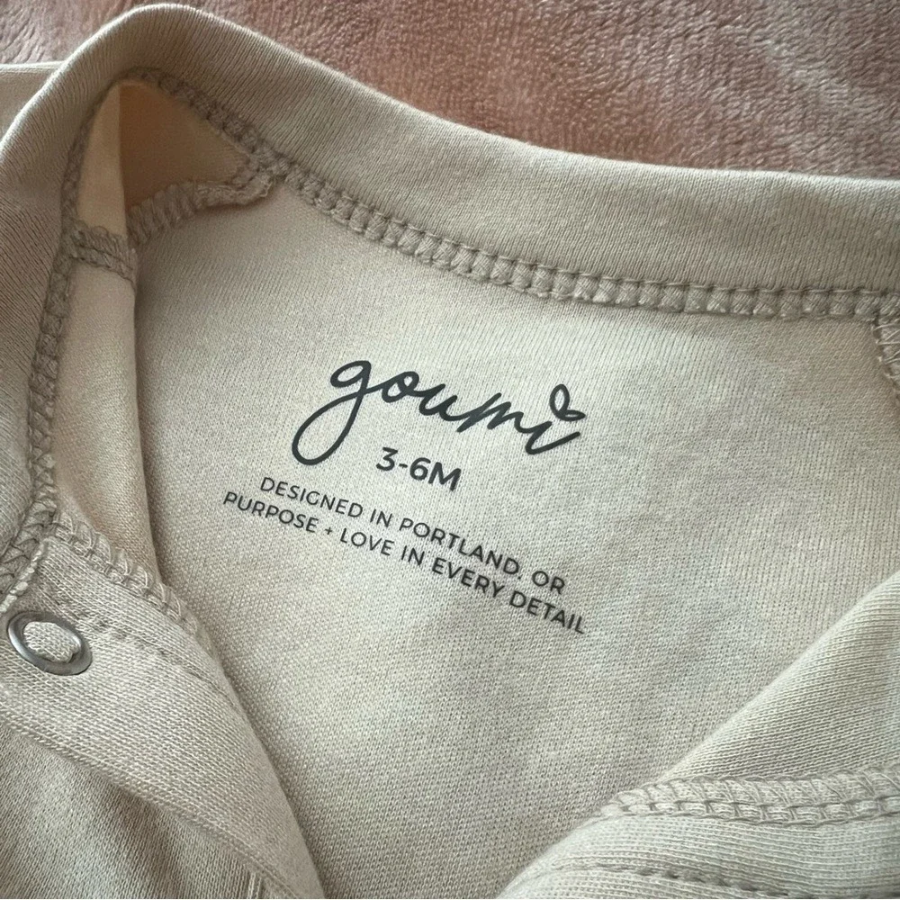 Goumi Jamms Baby Gown 3-6M Sand Bamboo Organic Cotton Long Sleeve Sleep Sack NWT